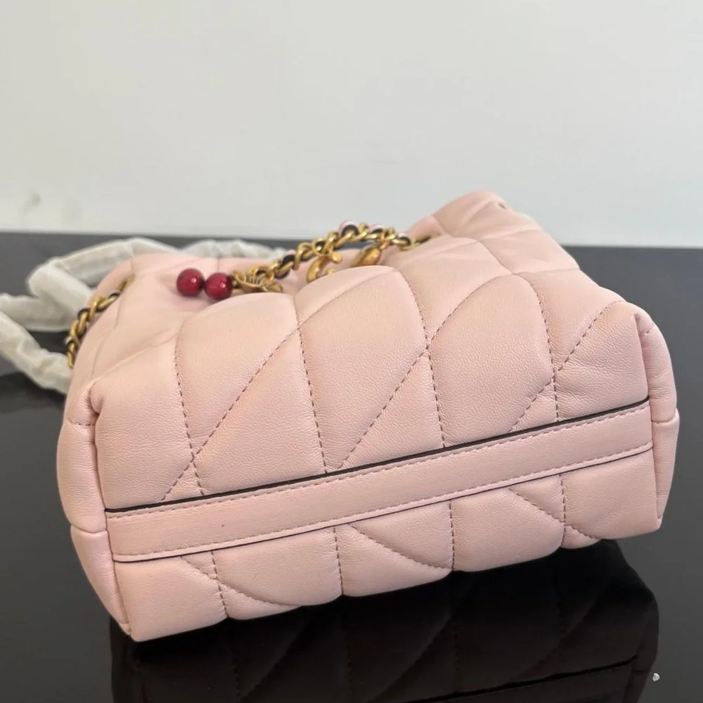 Coach Pink Quilted Crossbody with Charm Chain